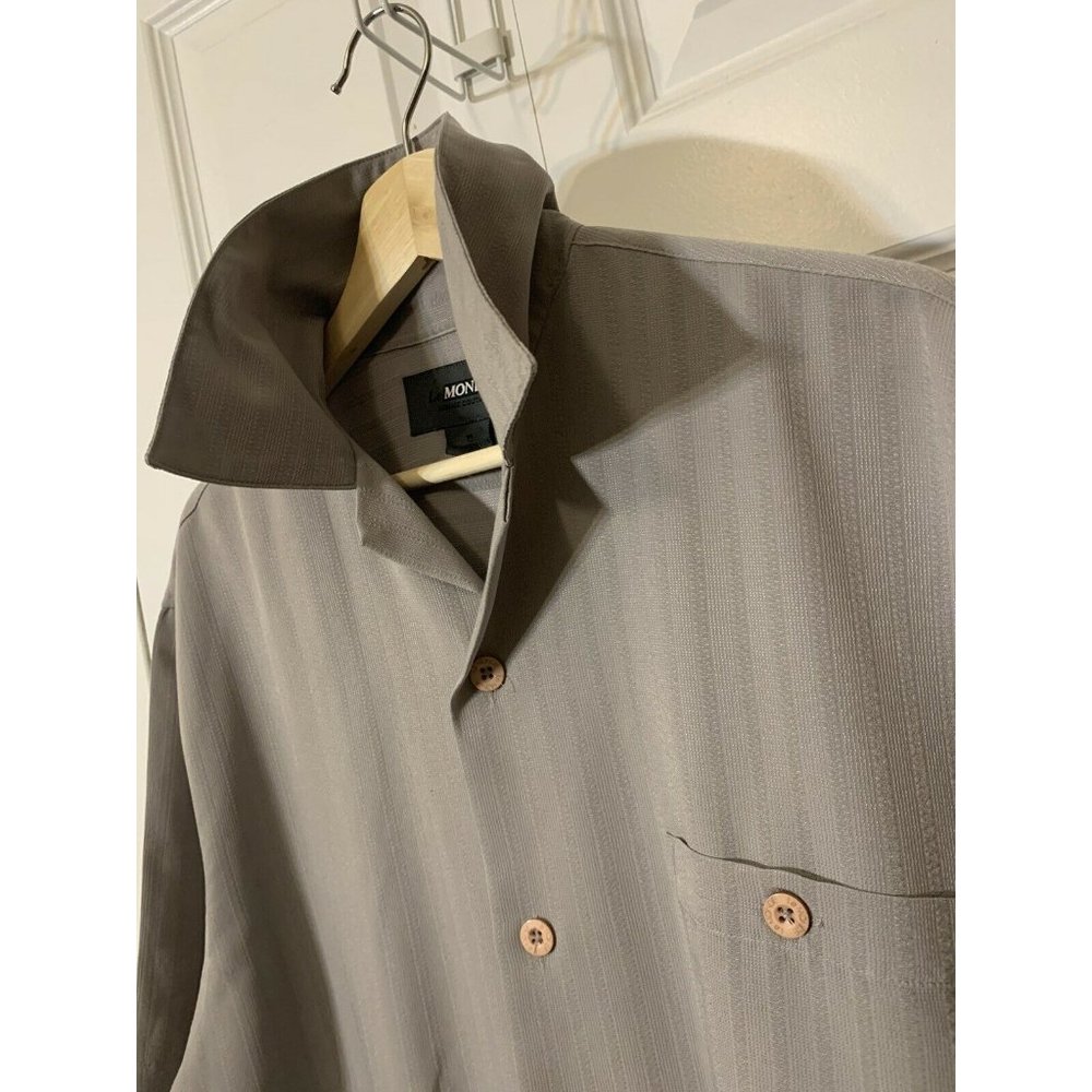 LeMonde Mens Button-Up Shirt Stone Gray Sz M